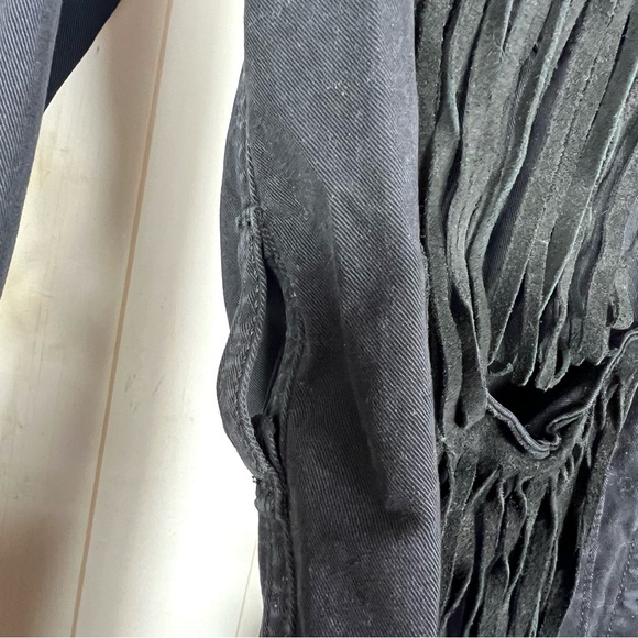 McGuire Black Denim Can’t Buy My Love Fringe Western Jacket Size XS - Picture 7 of 14